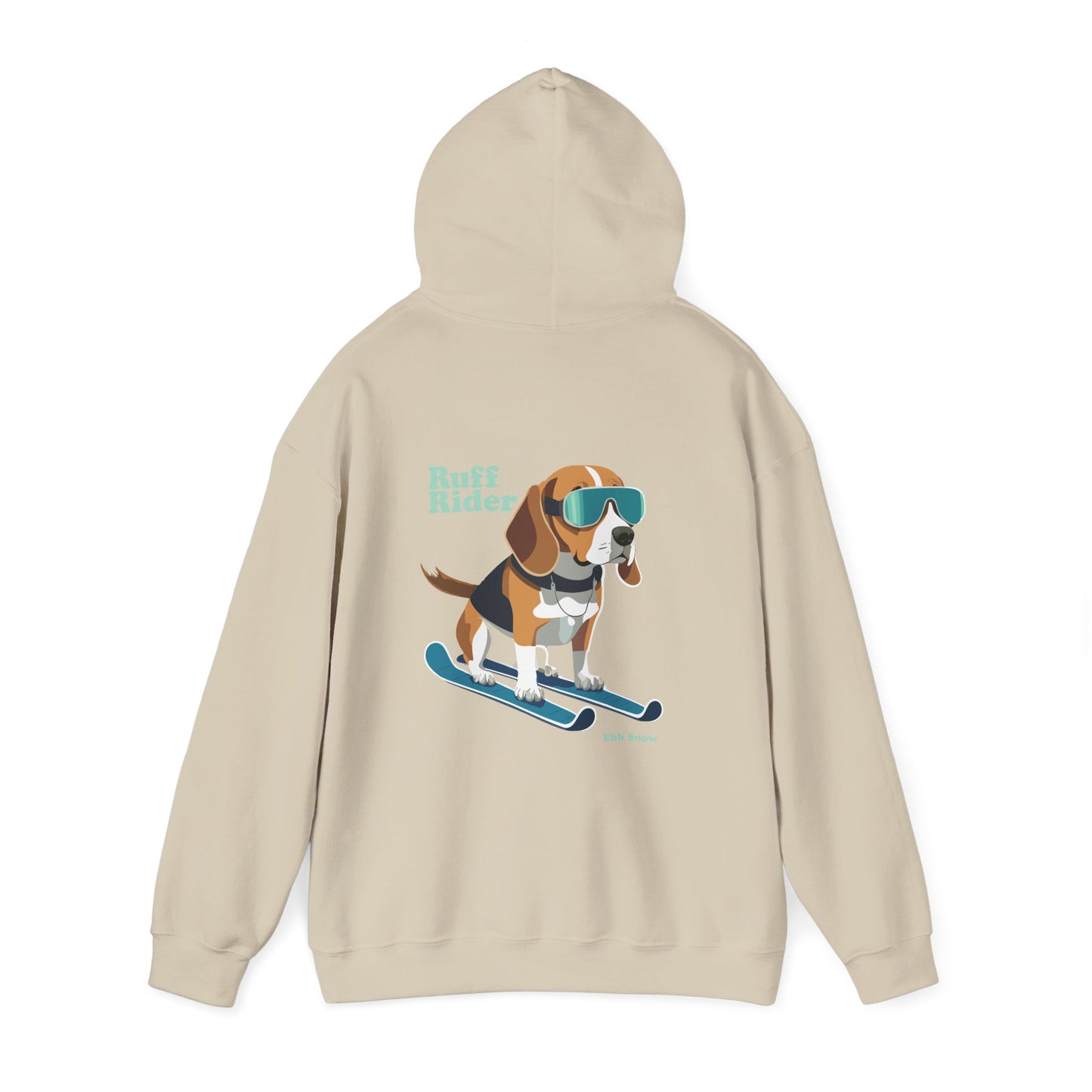 Hooded Sweatshirt - Dog on Skis 'Ruff Rider' Design