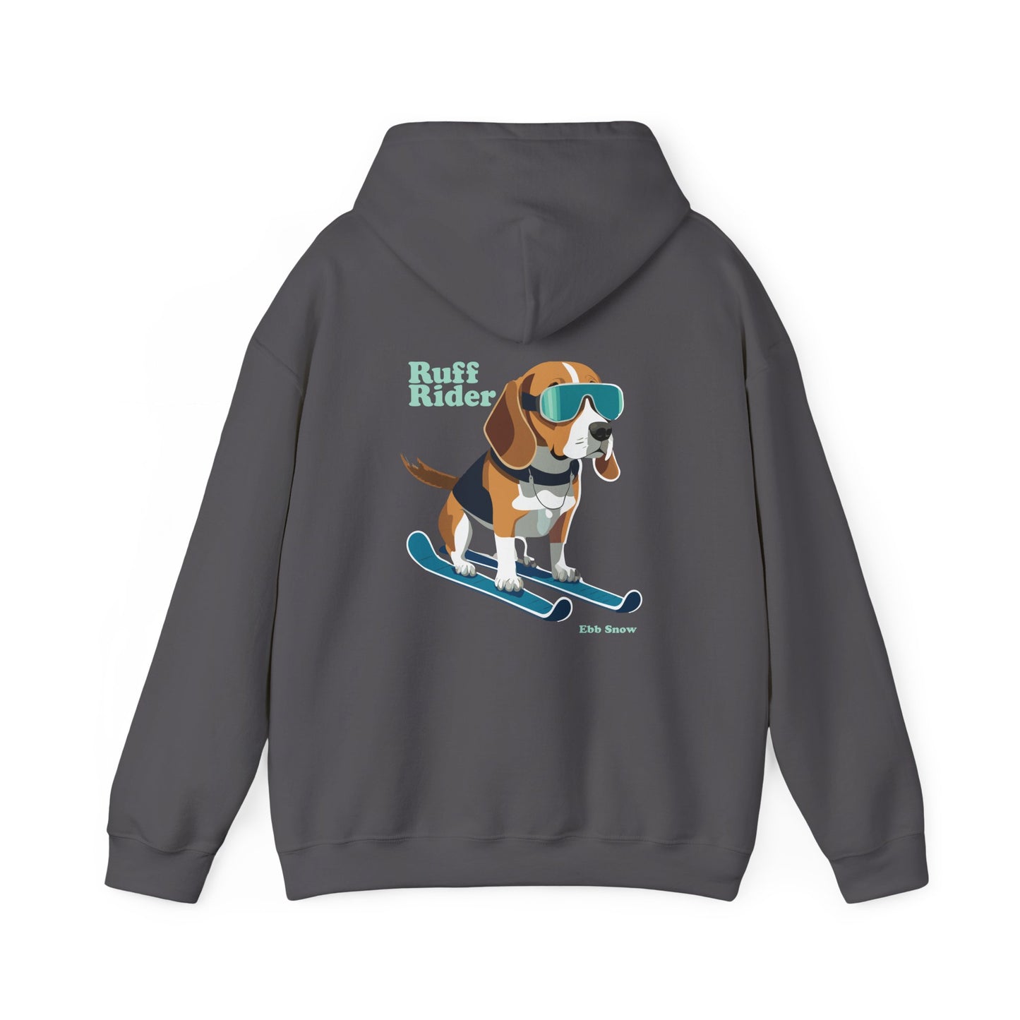 Hooded Sweatshirt - Dog on Skis 'Ruff Rider' Design