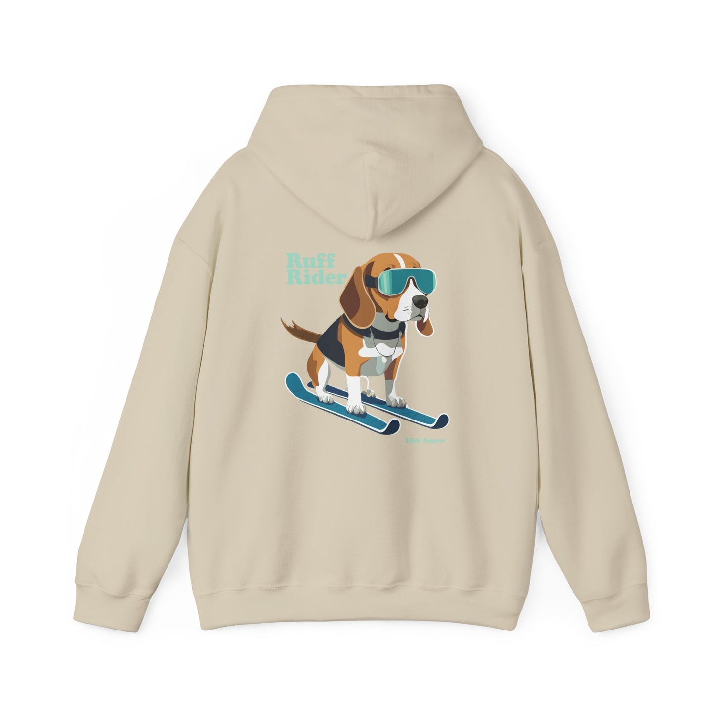 Hooded Sweatshirt - Dog on Skis 'Ruff Rider' Design