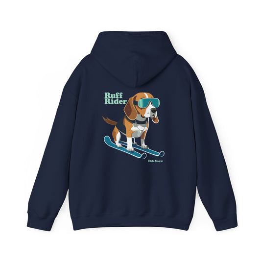 Hooded Sweatshirt - Dog on Skis 'Ruff Rider' Design