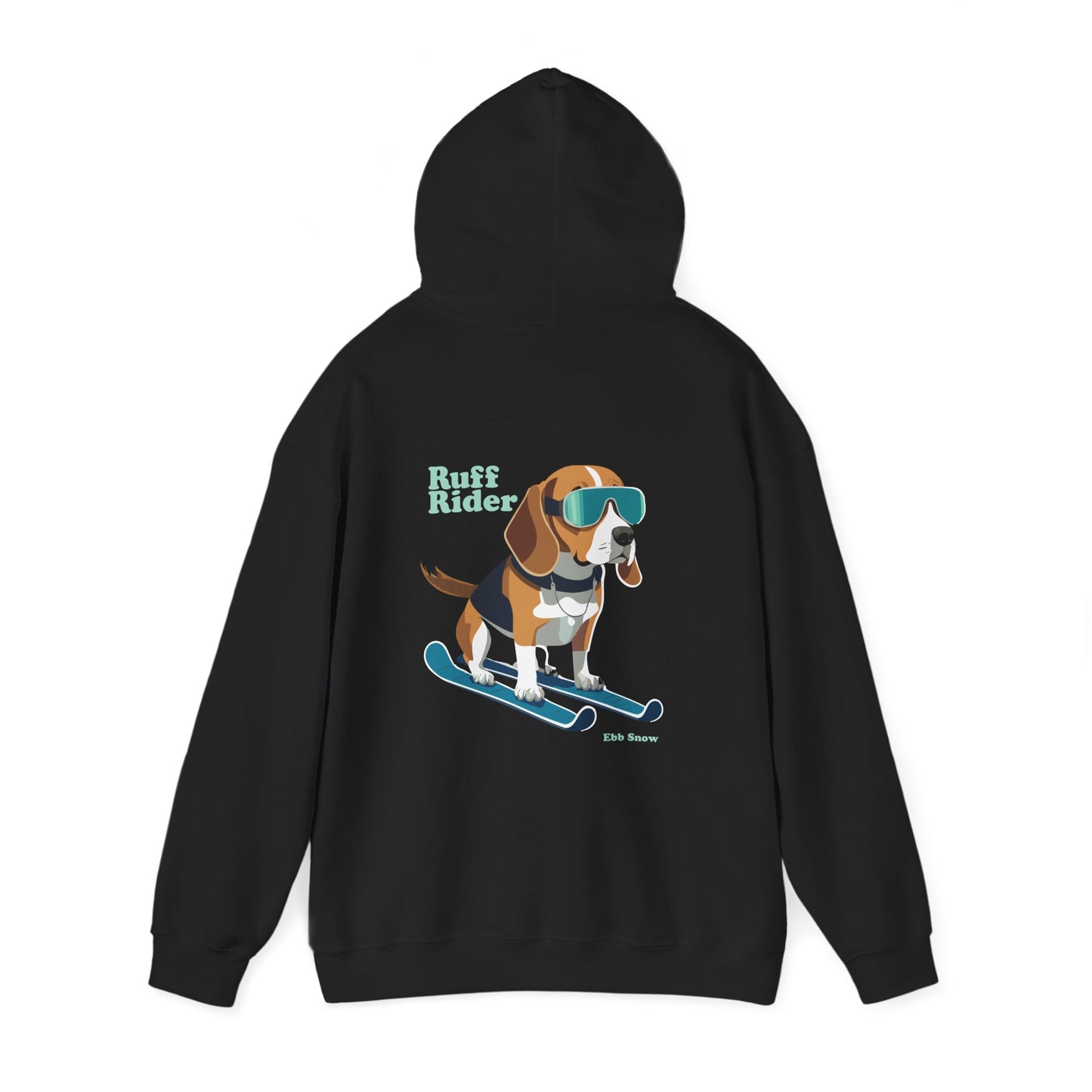 Hooded Sweatshirt - Dog on Skis 'Ruff Rider' Design