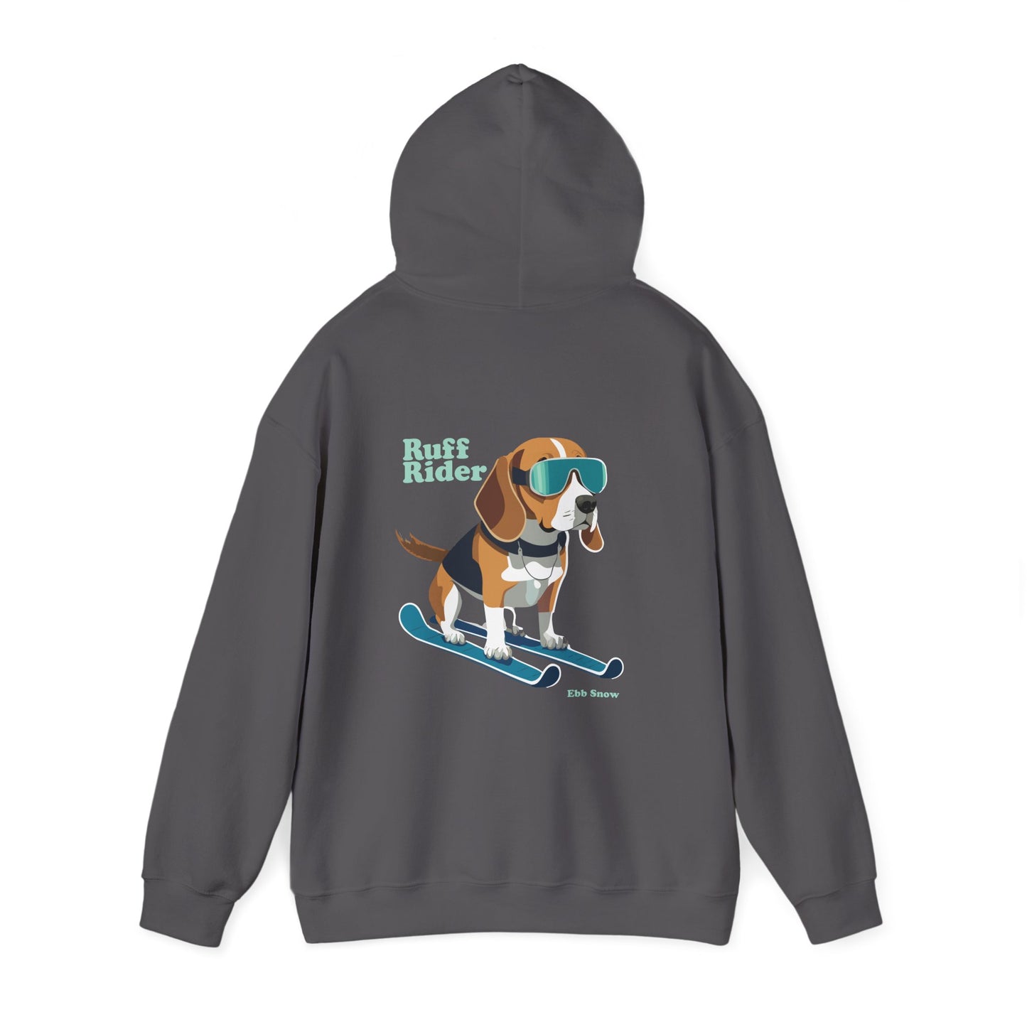 Hooded Sweatshirt - Dog on Skis 'Ruff Rider' Design