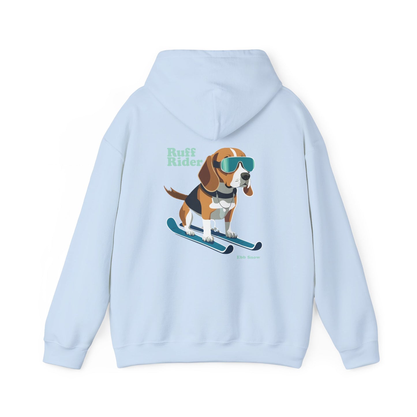 Hooded Sweatshirt - Dog on Skis 'Ruff Rider' Design