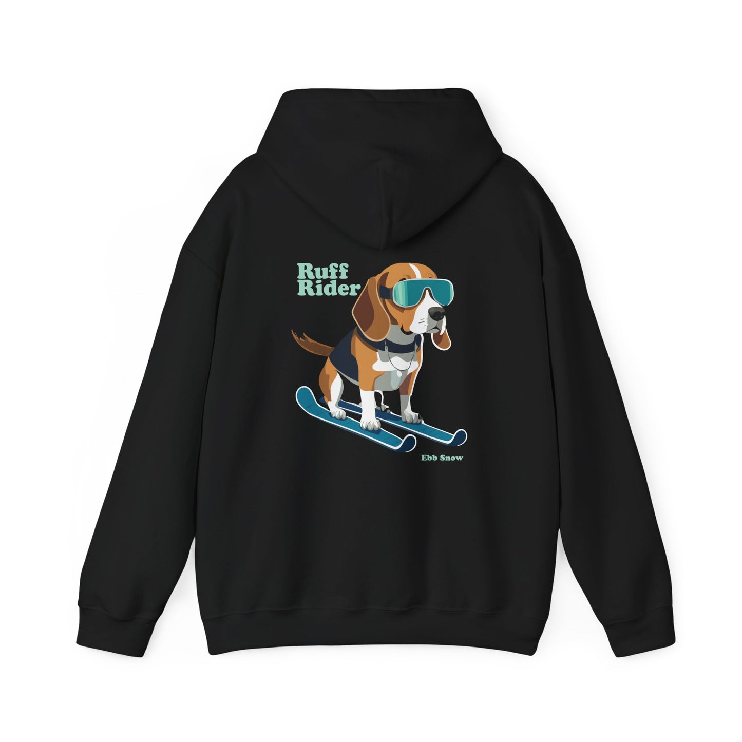 Hooded Sweatshirt - Dog on Skis 'Ruff Rider' Design