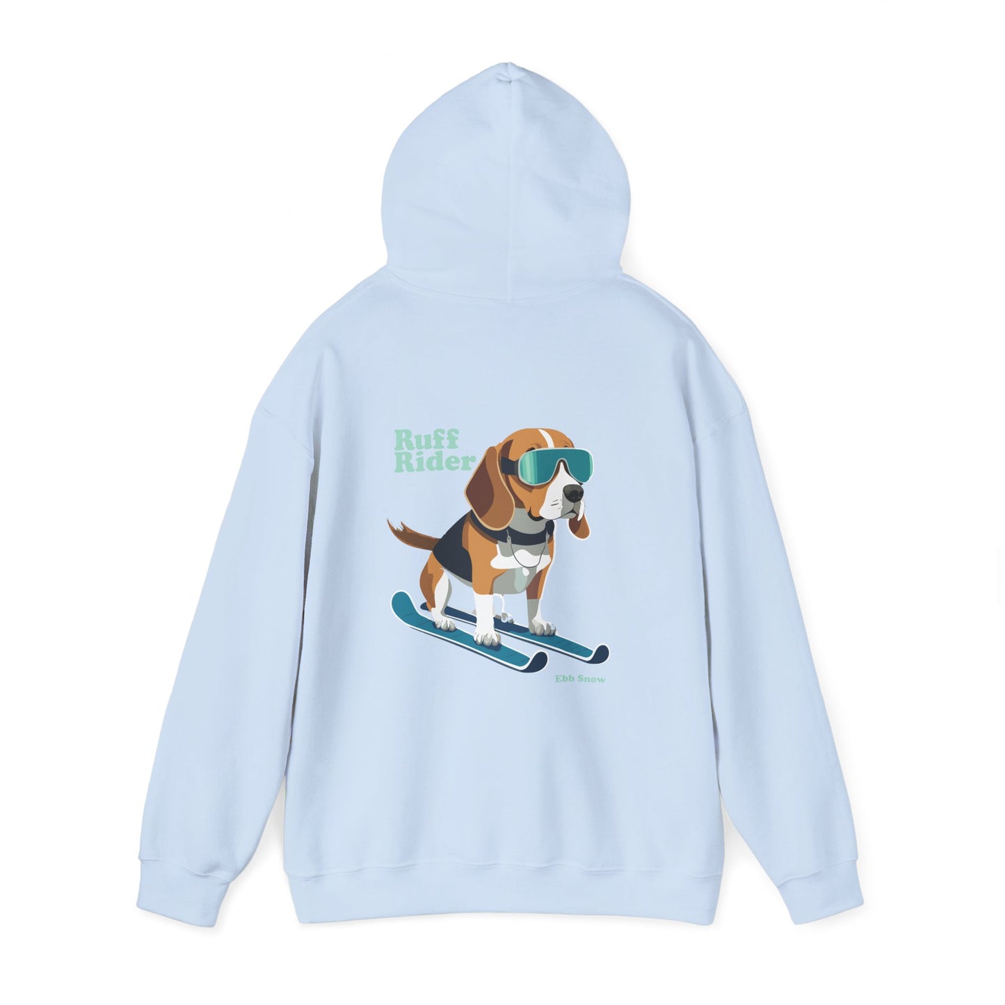 Hooded Sweatshirt - Dog on Skis 'Ruff Rider' Design